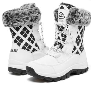 Women's Snow Boot With Waterproof Lace Up Mid-Calf Outdoor Winter Sz 6.5 NEW